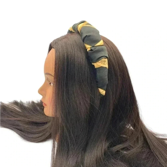 Upcycled Silk Headband Artisan Handsewn Scrunchy Crown Island Vibes Palm Tree - Picture 9 of 9